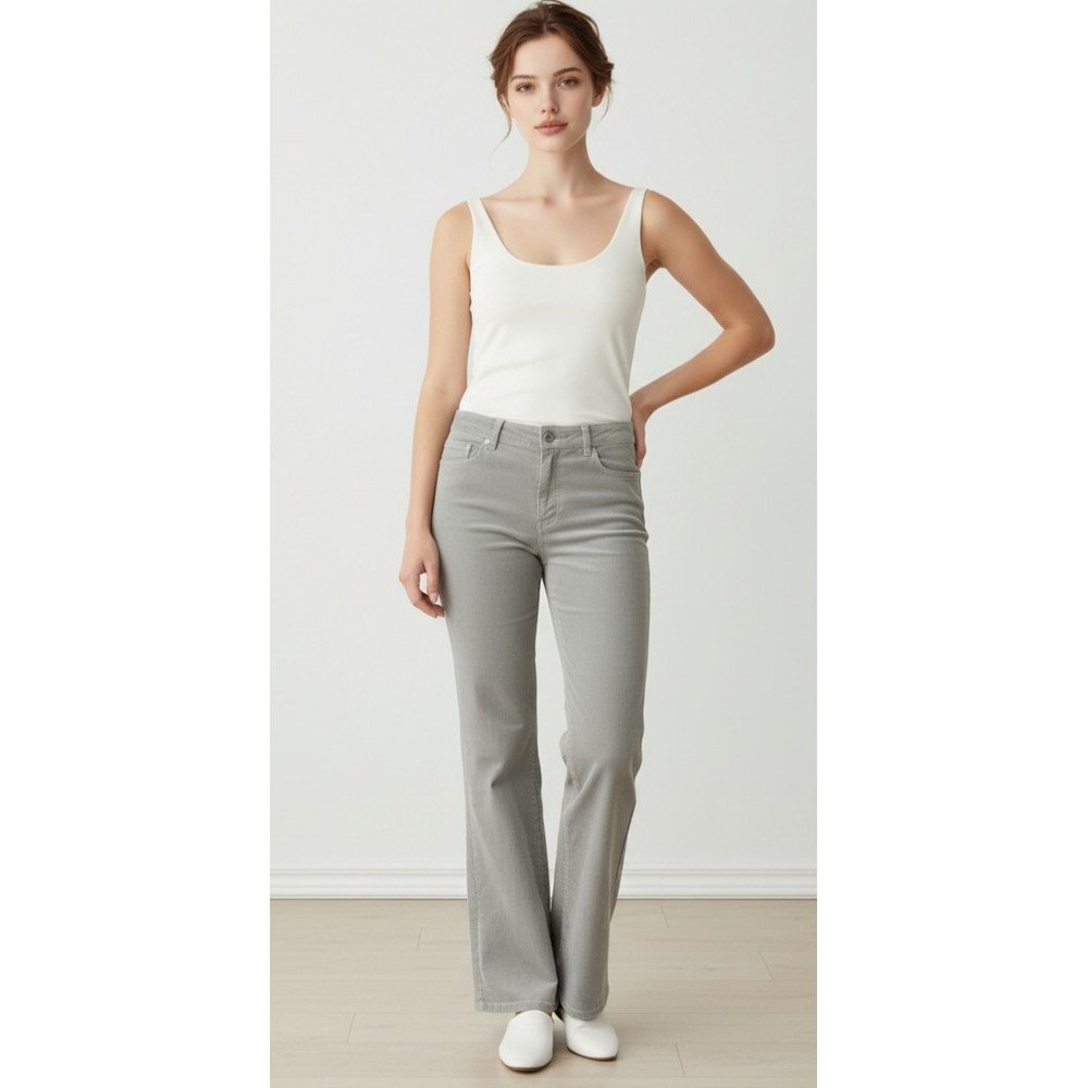 Talbots Women 12 Corduroy Pants Taupe Gray Bootcut Stretch Cotton Blend ID245